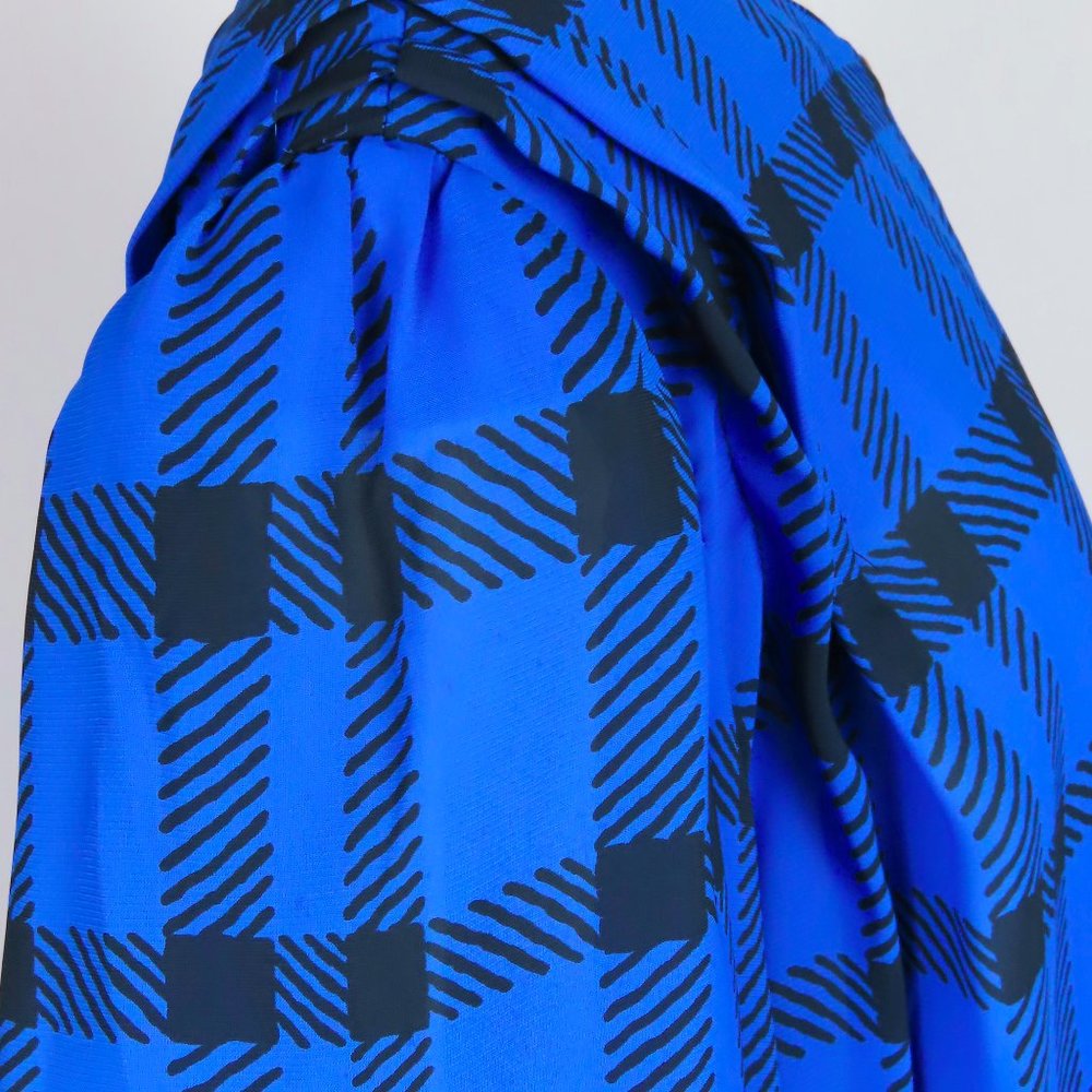 Vintage 80s Blue Black Plaid Dress 2X Plus Size - Picture 8 of 14
